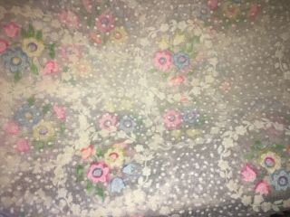 Vintage Sheer White Flocked Fabric With Multi Colored Flowers & Dotted Swiss 6