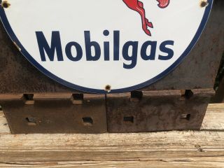 VINTAGE MOBIL OIL PORCELAIN SIGN PUMP PLATE GASOLINE STATION MOTOR OIL PEGASUS 5