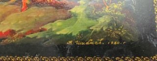 RUSSIAN PALEKH SCHOOL 1960 LACQUER HAND PAINTED VINTAGE BOX after PUSHKIN 4