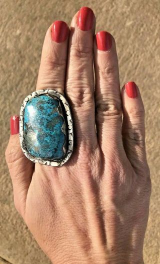 Huge Massive Navajo Vintage Sterling Silver Turquoise Ring Sz 10 23g
