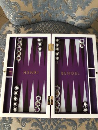 Henri Bendel Backgammon Set/classic Stripe&purple/rare/great