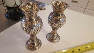 2 Victorian Sterling Vases By George Unite 1891