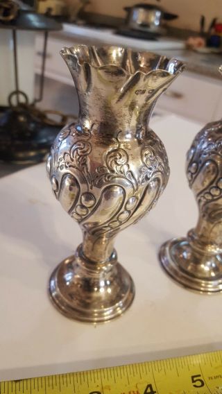 2 Victorian Sterling VASES by George Unite 1891 2