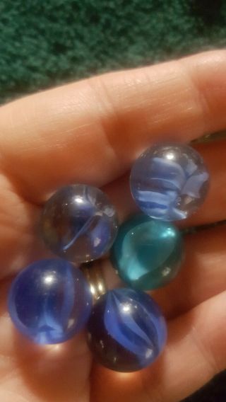 Old antique vintage clear glass marbles with color swirl late 1800 ' s - 1920 ' s. 2