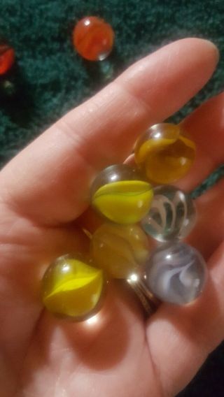 Old antique vintage clear glass marbles with color swirl late 1800 ' s - 1920 ' s. 3