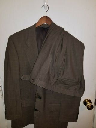Vintage Burberry 100 Wool Houndstooth 41r Suit 2 Pc 35w X 32 L Pleat Front