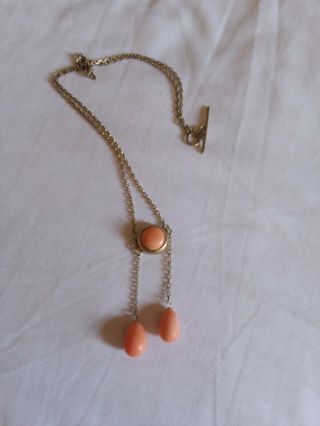 Gorgeous Antique Gold Plated Silver Coral Neglige Necklace