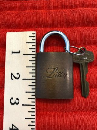 Vintage Best Brass Padlock Lock With Key Eli Lilly
