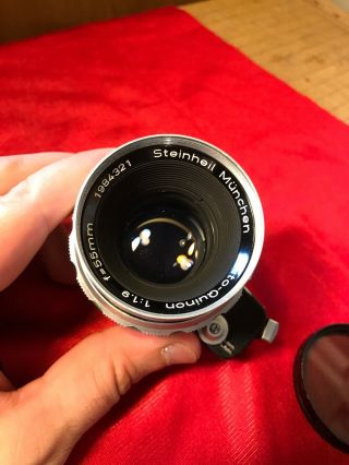 Vintage 55mm F/1.  9 Steinheil Munchen Auto - Quinon Lens Exakta Mount