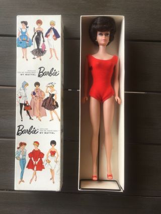 Barbie Stock 850 Bubble Cut Mattel Vintage Brunette 1962,  Box,  Stand