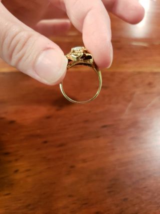 Vintage 10k Yellow Gold Opal Ring With Floral Setting 5