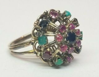 Vintage 14k Gold Ruby Sapphire Emerald Harem Princess Ring 6.  1g Not Scrap S7.  5