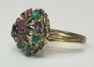 Vintage 14K GOLD Ruby Sapphire Emerald HAREM Princess Ring 6.  1g Not Scrap s7.  5 3