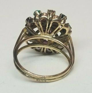Vintage 14K GOLD Ruby Sapphire Emerald HAREM Princess Ring 6.  1g Not Scrap s7.  5 5