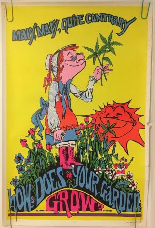 Vintage Poster 1971 Mary How Does Your Garden Grow 70s Pin - Up Maryjane
