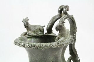 Antique Grand Tour Roman Herculaneum Bronze Goats Askos / Ewer 6