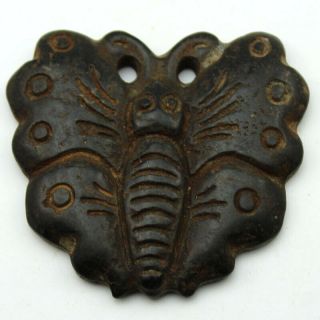 V107 Antique China Han Dynasty Meteorite Jade Butterfly Amulet Pendant 2.  8 