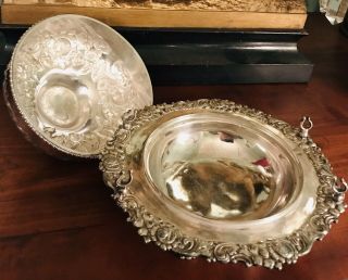 Antique Early Meriden Britannia Silver Butter Dish Repose Lion Paw & Shell Foot 4