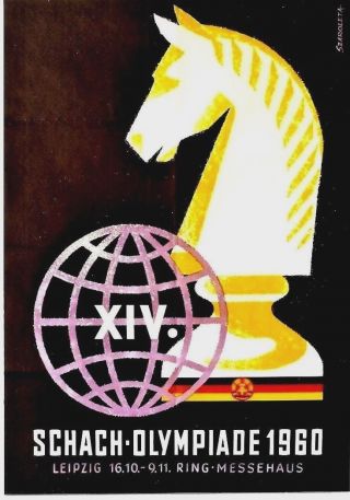 Vintage Poster Xiv Chess Olympiade Leipzig 1960