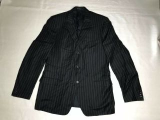 Vtg Gucci Tom Ford Era Blazer Jacket Striped Black Gray 3btn Sz 56 L Us 46l Long