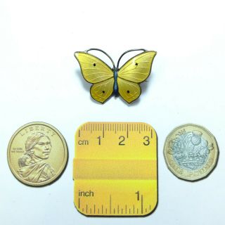Antique 930s Silver & Yellow Guilloche Enamel Butterfly Brooch By Marius Hammer