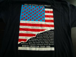 Vintage Men ' s Rolling Stones 1989 Steel Wheels T Shirt Size XL 7