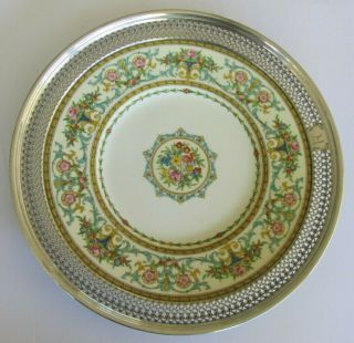 Vintage Minton England Hand Painted Floral Porcelain Plate Sterling Silver Trim