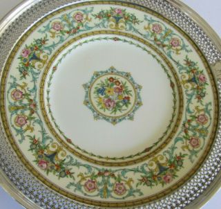 Vintage Minton England Hand Painted Floral Porcelain Plate Sterling Silver Trim 5