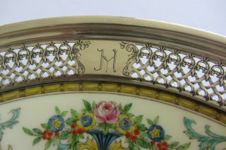 Vintage Minton England Hand Painted Floral Porcelain Plate Sterling Silver Trim 6