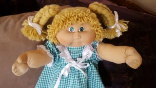 Vintage RARE Cabbage Patch JESMAR Doll SIX BRAIDS FRECKLES GREEN EYES Spain 4