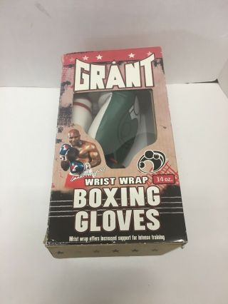 Vintage Grant Boxing Gloves 14 Oz Green White Red Evander Holyfield