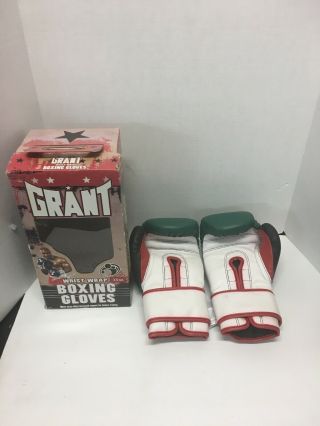 Vintage Grant Boxing Gloves 14 oz Green White Red Evander Holyfield 4