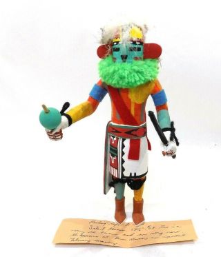 Vtg/antique Hopi Silent Warrior (nakiachop) Kachina Doll Signed (?) Rare