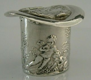 Rare Victorian Solid Silver Top Hat Snuff Box 1898 Novelty Antique