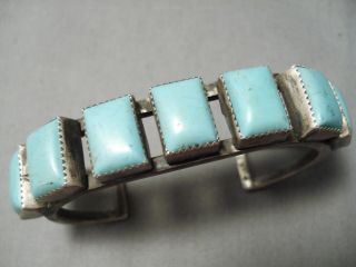 Incredible Vintage Navajo Heavy Turquoise Sterling Silver Bracelet Old