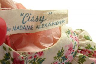 HARD TO FIND MADAME ALEXANDER 1956 CISSY TAGGED DRESS - ROWS OF ROSES 3