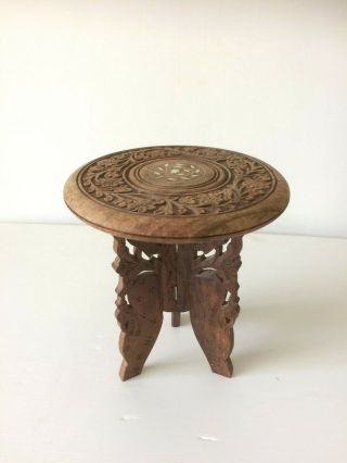 Vintage Small Carved Wooden Middle Eastern/oriental Table