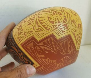Vintage Sally R.  Garcia Acoma Laguna Southwest Pottery Vase Signed Etched Design 6