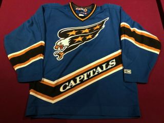 Washington Capitals Ccm Blue Screaming Eagle Vintage Hockey Jersey - Size L