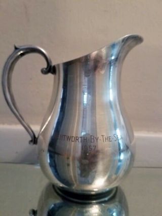 Wentworth By The Sea 1957 Silver Plate Water Pitcher Golf Trophy Castle Nh