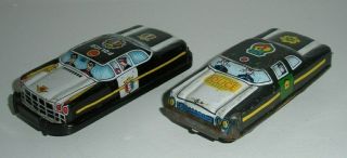 2 Vintage Japan Tin Toy,  Police Cars (3 - 1/2 Inches Long)