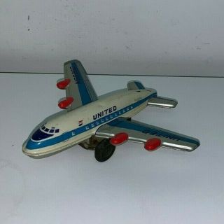Vintage Japan Tin Toy,  United Airlines,  Jet Airplane (friction Drive)