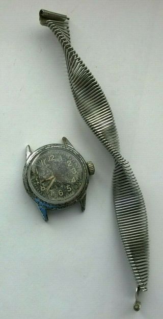Vintage Military World War Ii Elgin Type A - 11 Af43 Wristwatch 539 15j Gold Wash