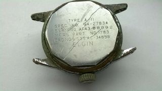 Vintage Military World War II Elgin Type A - 11 AF43 Wristwatch 539 15j Gold wash 3