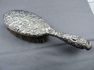 Antique Tiffany & Co.  Sterling Silver Repousse Hair Brush No Monogram