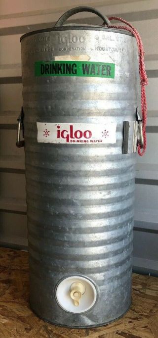 Vintage Igloo Water Cooler 5 Gallon Stainless Lined Heavy Duty
