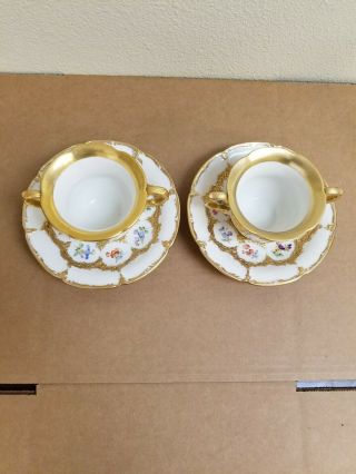 Vintage Meissen Tow Handles Cups & Saucers