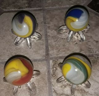 Vintage Antique Akro Agate Popeye Marbles Rare Purple Green Blue Red