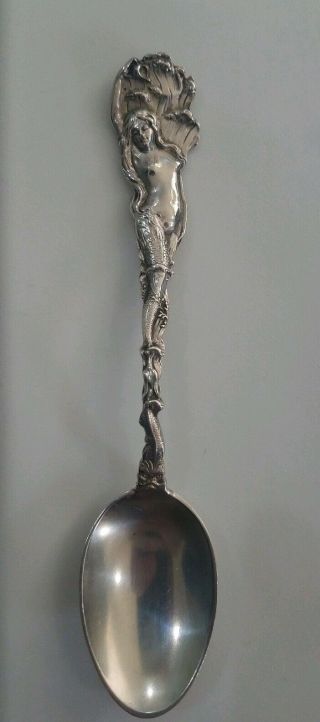 Paye & Baker Sterling Souvenir Spoon Nude Figural Mermaid