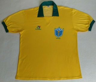 Vintage Wc 1990 Brazil Home Football Jersey Topper Soccer Shirt Brasil Sz L Top